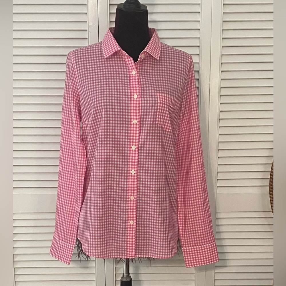 J. Crew Pink and White Gingham Shirt